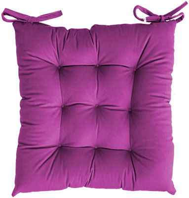 Cashmera Cotton Chair Pad Pack of 1 Solid(Hot Pink)