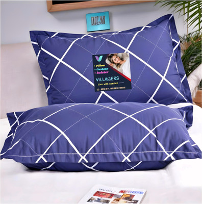 VILLAGERS LUXURY Polyester Fibre Abstract Sleeping Pillow Pack of 2(Blue)