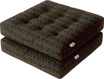 Vargottam Tufted Floor Seating Cushion Foam Geometric Floor Cushion Pack of 2(Tribal Rust Print)