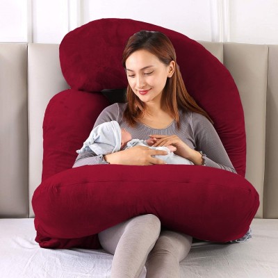 JoJo J SHAPE Microfibre Solid Pregnancy Pillow Pack of 1(Maroon)