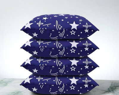 Regnar Luxury Polyester Fibre Abstract Sleeping Pillow Pack of 4(Blue)