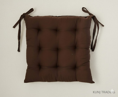 KUNJ TRADERS Microfibre Chair Pad Pack of 1 Solid(Brown)