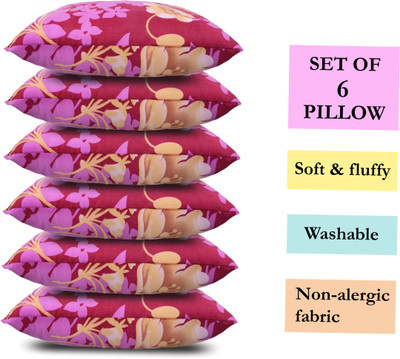 KHUKU Microfibre Solid Sleeping Pillow Pack of 6(Multicolor)