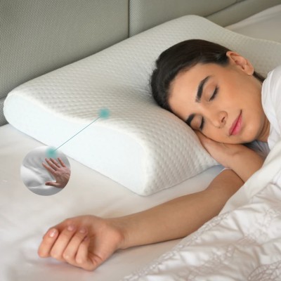 Sleepsia Contour Cervical Orthopedic Memory Foam Pillow for Neck and Shoulder Pain- Memory Foam Geometric Sleeping Pillow Pack of 1(White)