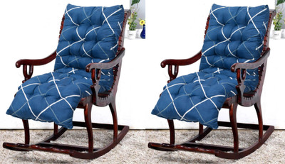 KUBER INDUSTRIES Microfibre Geometric Chair Pad Pack of 2(Blue)