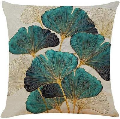 Flipkart SmartBuy Microfibre Cushion Pack of 1 Floral Royal Leaf(White, Blue)