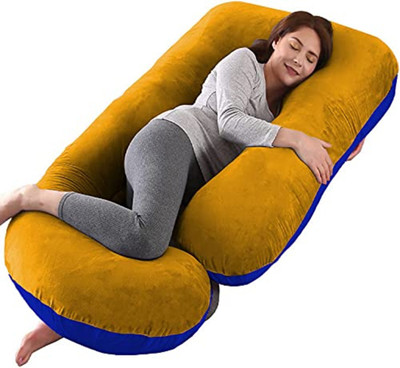 Mojo J SHAPE Polyester Fibre Solid Pregnancy Pillow Pack of 1(Gold-Royal blue)