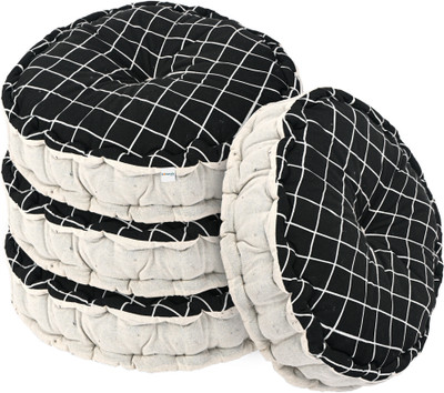 HOMESTIC by Kuber Industries Microfibre Solid Chair Pad Pack of 4(Black)