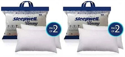 Sleepwell Pillow Set || Comfort And Support Pillow Microfibre Solid Sleeping Pillow Pack of 4(White)