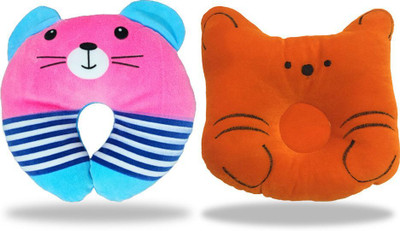 Chinmay Kids Polyester Fibre Baby Pillow Pack of 2 Toons & Characters(Pink & Orange)
