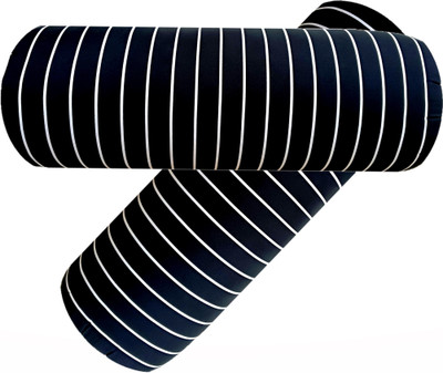 GKM Microfibre Stripes Bolster Pack of 2(Black)