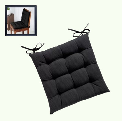 THM Microfibre Solid Chair Pad Pack of 1(Black)