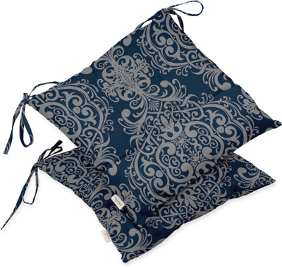 Vargottam Polyester Fibre Geometric Chair Pad Pack of 2(Navy Blue)