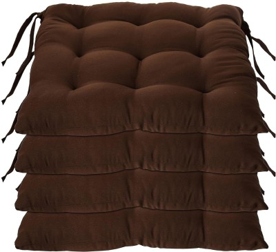 AlertEra Chairpad Microfibre Stripes Chair Pad Pack of 4(Brown)