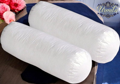 Urmila Creation Round Microfibre Solid Bolster Pack of 2(White)