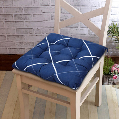 KUBER INDUSTRIES Microfibre Geometric Chair Pad Pack of 1(Blue)