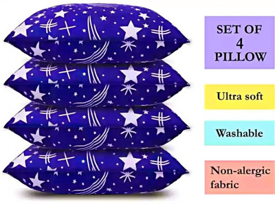 vraanc Luxury Polyester Fibre Abstract Sleeping Pillow Pack of 4(Blue)