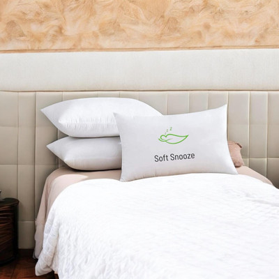 SOFT SNOOZE Microfibre Sleeping Pillow Pack of 3 Solid Soft Luxury(White)