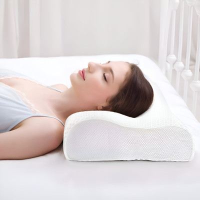 credicus Cervical Contour Memory Foam Pillow / Stomache / Side Sleepers / Anti-Snoring Memory Foam Solid Orthopaedic Pillow Pack of 1(Dark White)