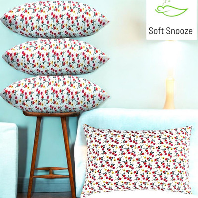 SOFT SNOOZE Microfibre Sleeping Pillow Pack of 4 Floral LUXURY(White)
