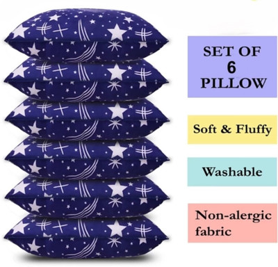 YABAN LUXURY Polyester Fibre Abstract, Floral Sleeping Pillow Pack of 6(Blue)