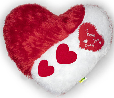 Cyuteenuts Fur heart pillow Microfibre Solid Cushion Pack of 1(White Red)