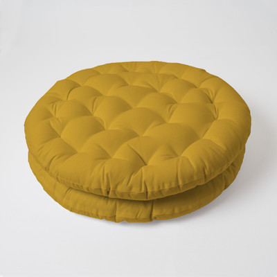SKANDA FAB Polyester Fibre Solid Floor Cushion Pack of 2(Mustard Yellow)