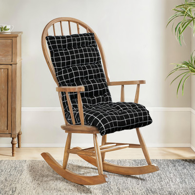 KUBER INDUSTRIES Microfibre Chair Pad Pack of 1 Geometric(Black)