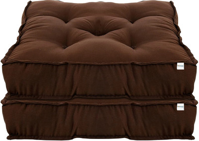 HOMESTIC Microfibre Solid Chair Pad Pack of 2(Brown)