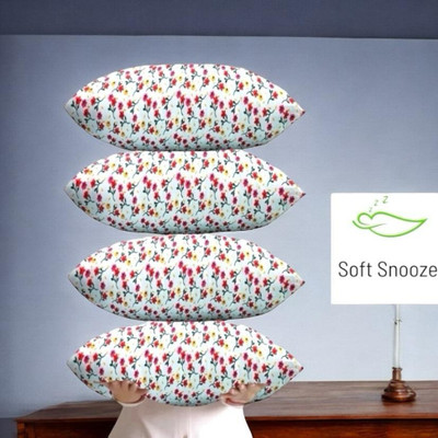 SOFT SNOOZE Microfibre Sleeping Pillow Pack of 4 Floral LUXURY(White)