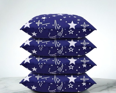 Regnar Luxury Polyester Fibre Abstract Sleeping Pillow Pack of 4(Blue)