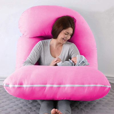 JoJo j shape pregnancy pillow Microfibre Solid Body Pillow Pack of 1(Pink)