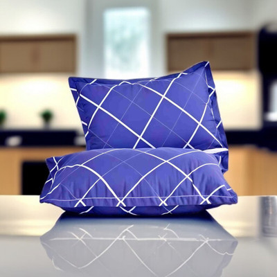 kuihome luxury Microfibre Abstract Sleeping Pillow Pack of 2(Blue)