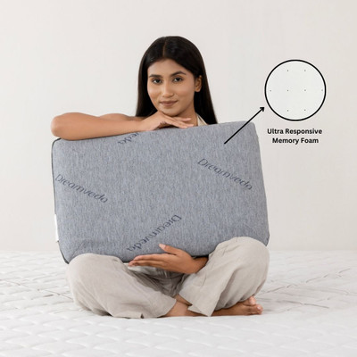 Dreamveda Ultra Responsive Memory Foam Pillow Memory Foam Solid Sleeping Pillow Pack of 2(Grey, Black)