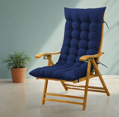 SOFT SNOOZE Microfibre Chair Pad Pack of 1 Solid Soft(Blue)