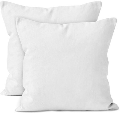 SLEEPY FEEL Soft Lightweight Microfibre Solid Cushion Pack of 2(White(18×18Inch)