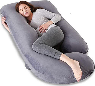 Pihu Enterperises J Microfibre Solid Pregnancy Pillow Pack of 1(Grey)