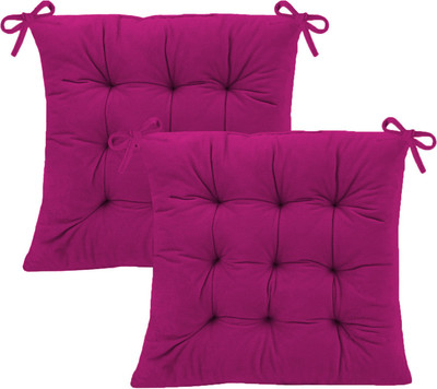 Daddy Cool Velvet Square Chair Pads 18 x 18 Polyester Fibre Solid Chair Pad Pack of 2(Wine)