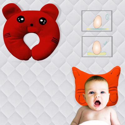 Found Fit Mustard Seeds Solid Baby Pillow Pack of 2(Red & Orange)