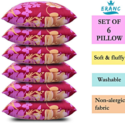 ERANC LUXURY Polyester Fibre Quotes Sleeping Pillow Pack of 6(Multicolor)