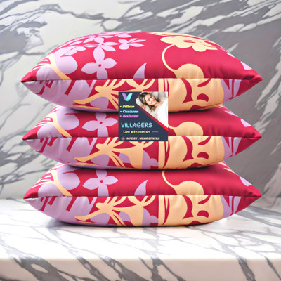 NKSNIMYSTORES FLOWER Microfibre Abstract Sleeping Pillow Pack of 3(Pink)
