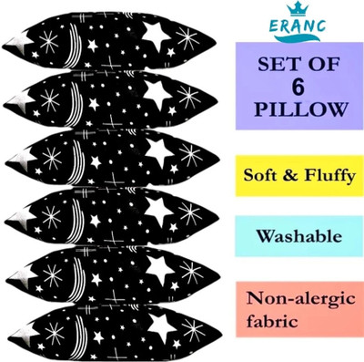 NKSNIMYSTORE Polyester Fibre Abstract Sleeping Pillow Pack of 6(Black)