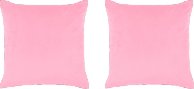 Cashmera Cushions with Velvet Covers Microfibre Solid Cushion Pack of 2(Pink)