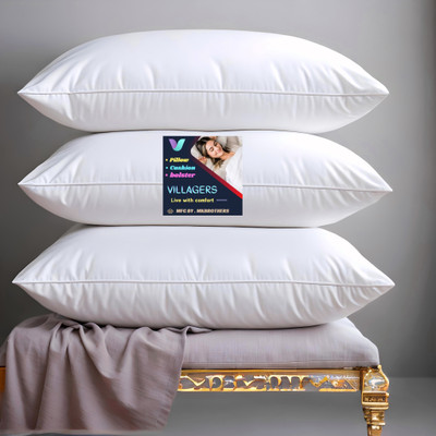 VILLAGERS LUXURY Microfibre Abstract Sleeping Pillow Pack of 3(White)