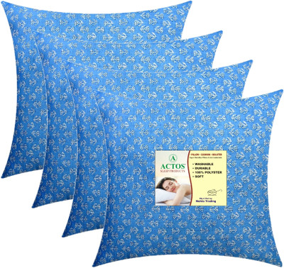 ACTOS Microfibre Floral Cushion Pack of 4(Light Blue)