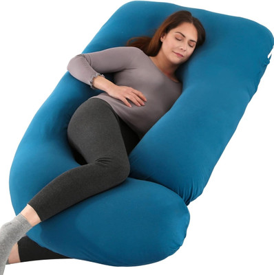 fluffymummy Cotton Solid Pregnancy Pillow Pack of 1(Light Blue)