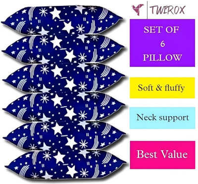 TWIROX LUXURY Polyester Fibre Abstract, Solid Sleeping Pillow Pack of 6(Blue)