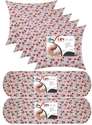 LBN 5 Cushion And 2 Microfibre Solid Bolster Pack of 7(Multicolor)