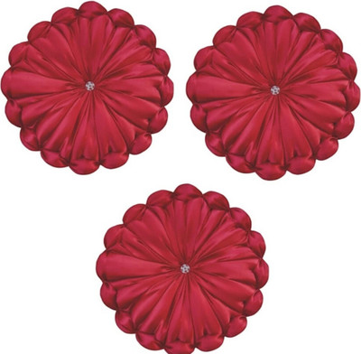 GTX Premium cushion set Microfibre Solid Floor Cushion Pack of 3(Red)