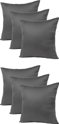 Flipkart SmartBuy 24x24 inch big size cushion for sofa pillow set of 3 (60 cm*60 cm) Microfibre Solid Cushion Pack of 6(Grey)